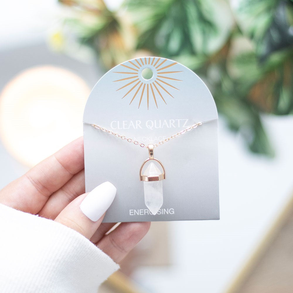 Clear Quartz Crystal Point Pendant Necklace – Amplify Clarity and Energy