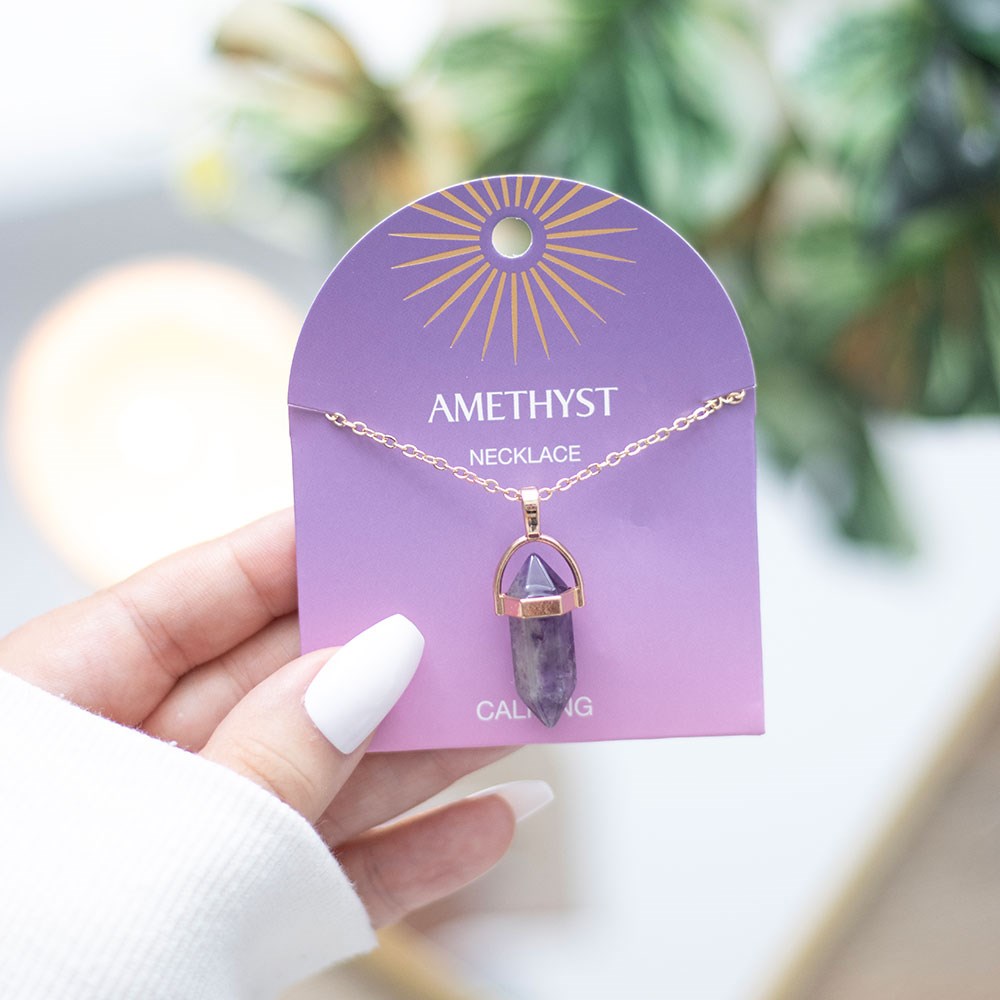 Amethyst Crystal Point Pendant Necklace – Carry Calmness with You