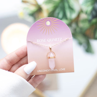 Rose Quartz Crystal Point Pendant Necklace – Ignite Unconditional Love