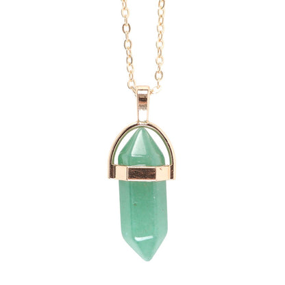 Aventurine Crystal Point Pendant Necklace - Your Charm for Luck and Prosperity