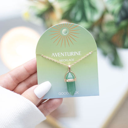 Aventurine Crystal Point Pendant Necklace - Your Charm for Luck and Prosperity