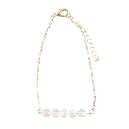 Clear Quartz Crystal Beaded Chain Bracelet - Energising - Crystal Nest