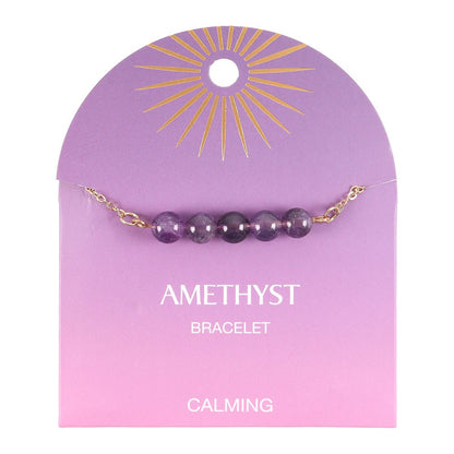 Amethyst Crystal Beaded Chain Bracelet - Calming