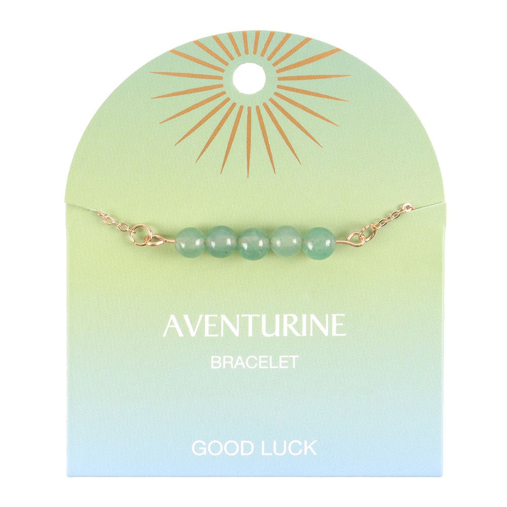 Aventurine Crystal Beaded Chain Bracelet - Good Luck