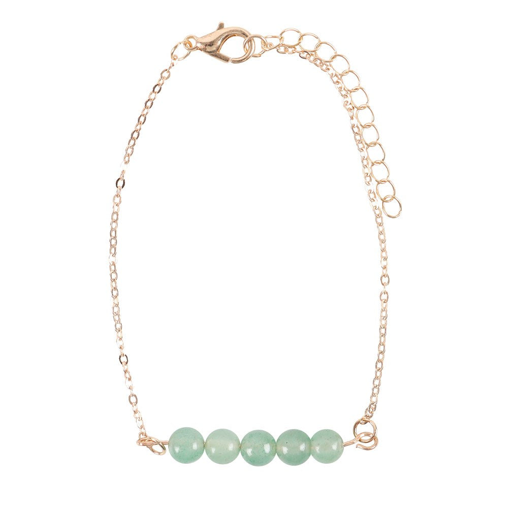 Aventurine Crystal Beaded Chain Bracelet - Good Luck