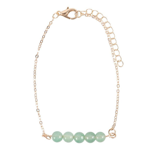 Aventurine Crystal Beaded Chain Bracelet - Good Luck - Crystal Nest