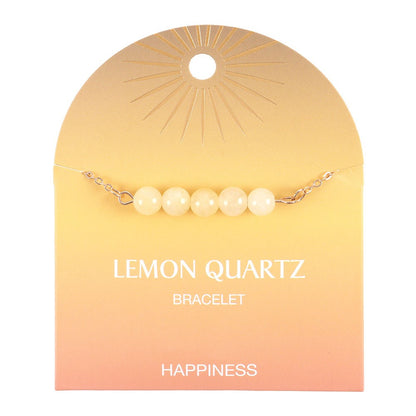 Lemon Quartz Crystal Beaded Chain Bracelet - Happiness