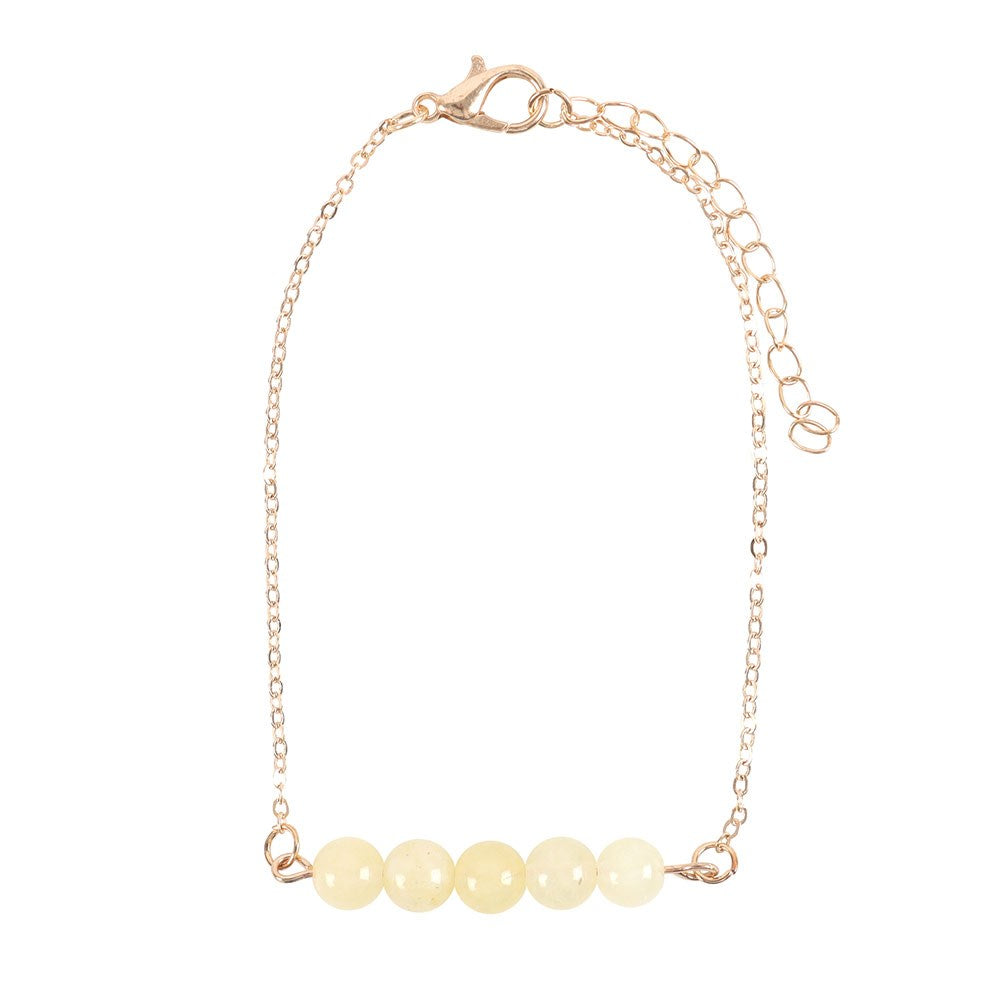 Lemon Quartz Crystal Beaded Chain Bracelet - Happiness