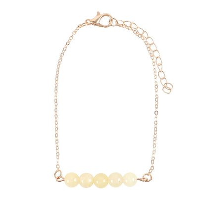 Lemon Quartz Crystal Beaded Chain Bracelet - Happiness