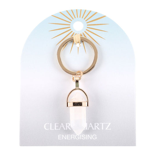 Clear Quartz Crystal Point Keyring