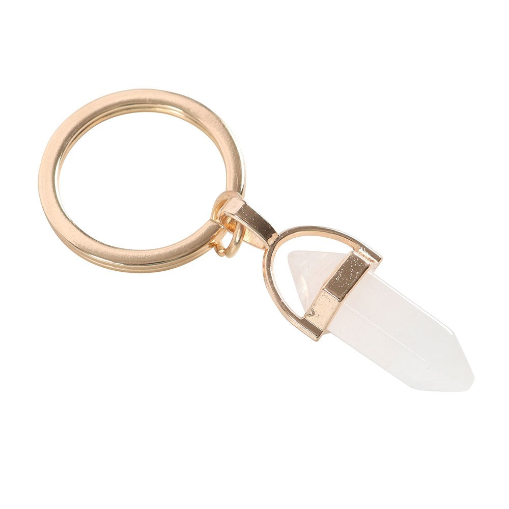 Clear Quartz Crystal Point Keyring