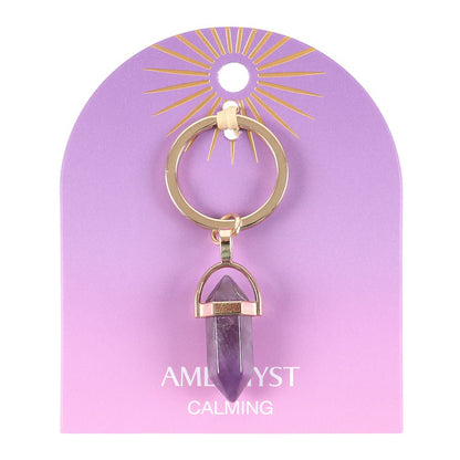 Amethyst Crystal Point Keyring