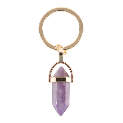 Amethyst Crystal Point Keyring