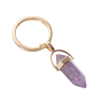 Amethyst Crystal Point Keyring