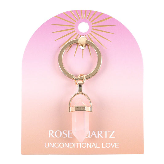 Rose Quartz Crystal Point Keyring