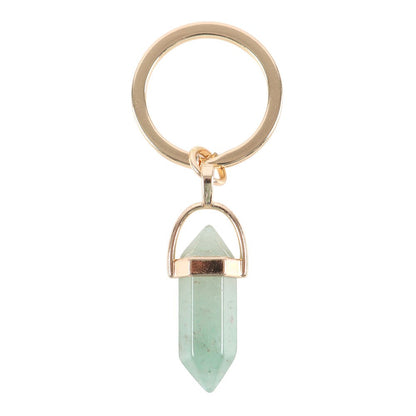 Green Aventurine Crystal Point Keyring - Crystal Nest