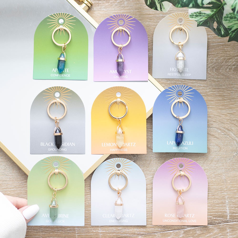 Green Aventurine Crystal Point Keyring - Crystal Nest