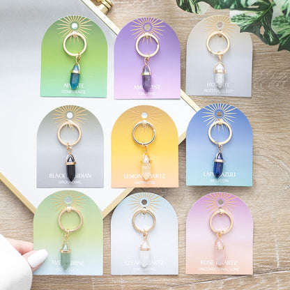 Green Aventurine Crystal Point Keyring - Crystal Nest