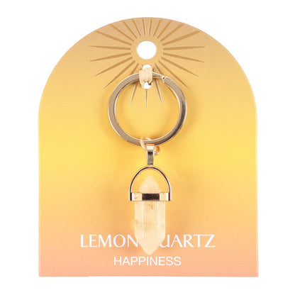 Lemon Quartz Crystal Point Keyring