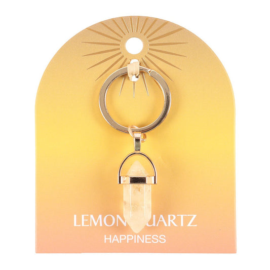 Lemon Quartz Crystal Point Keyring