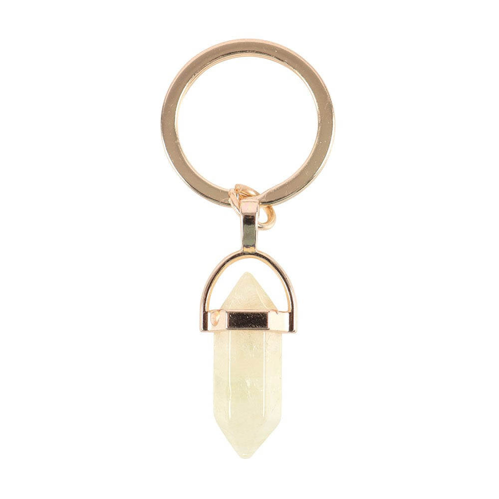 Lemon Quartz Crystal Point Keyring