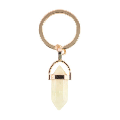 Lemon Quartz Crystal Point Keyring