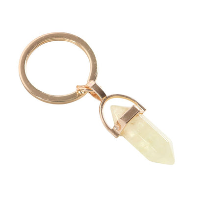 Lemon Quartz Crystal Point Keyring