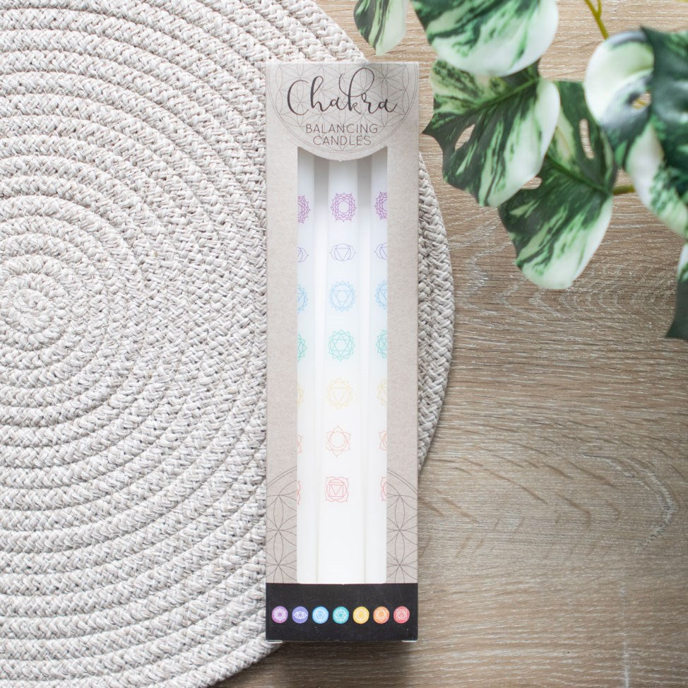 Chakra Balancing Taper Dinner Candles - Set of 3