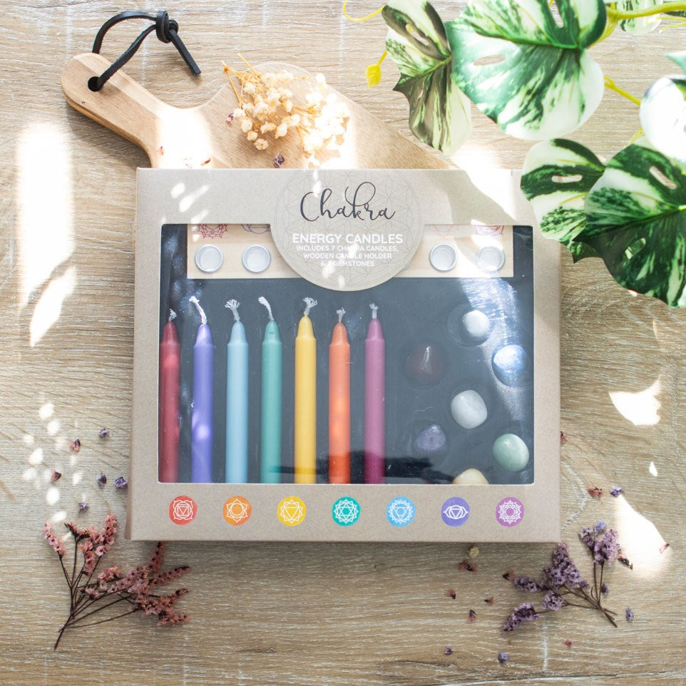 Chakra Energy Candle and Crystal Gift Set - Crystal Nest