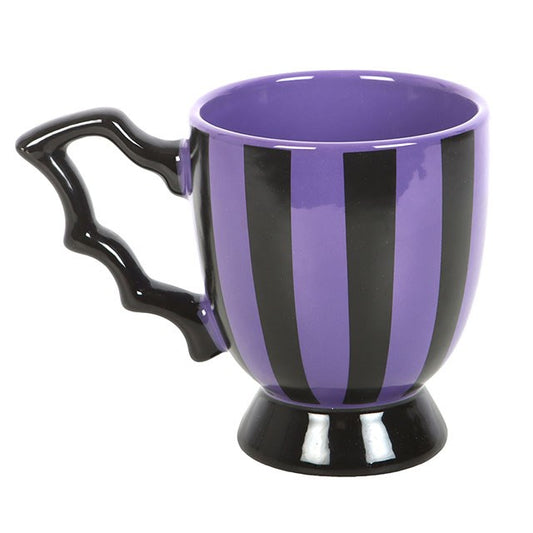 Purple Striped Bat Wing Teacup | Gothic Halloween Mug