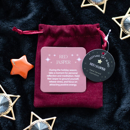 Mini Red Jasper Star in Gift Bag