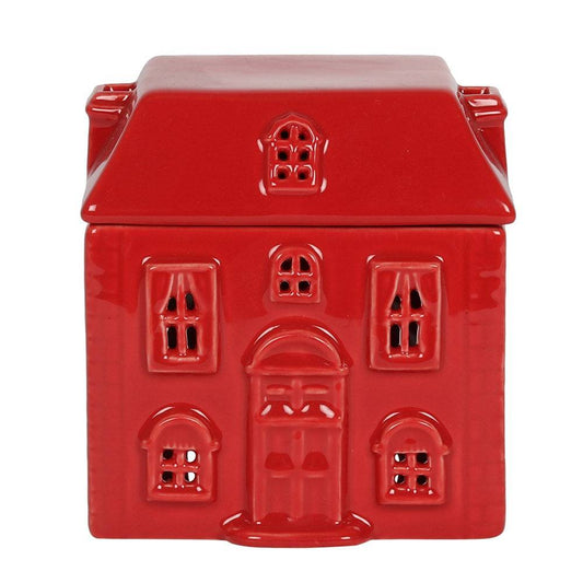 Red Ceramic House Oil Burner - Crystal Nest