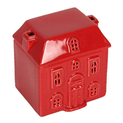Red Ceramic House Oil Burner - Crystal Nest