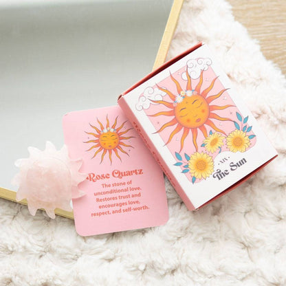 Rose Quartz Crystal Sun - Keepsake Stone in Box - Crystal Nest