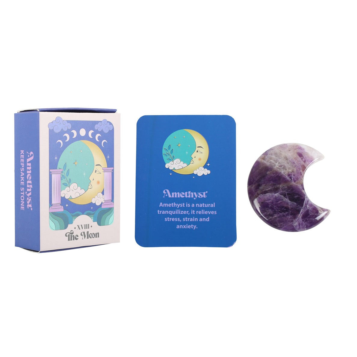 Amethyst Crystal Moon - Keepsake Stone in Box