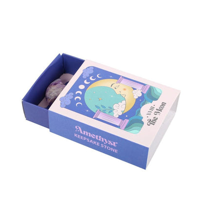 Amethyst Crystal Moon - Keepsake Stone in Box - Crystal Nest