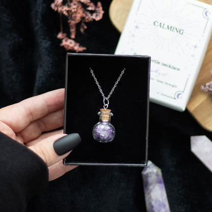 Calming Necklace – Bottled Amethyst Crystal Chips