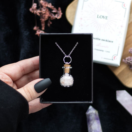 Love Necklace – Bottled Rose Quartz Crystal Chips