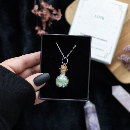 Luck Necklace – Bottled Green Aventurine Crystal Chips