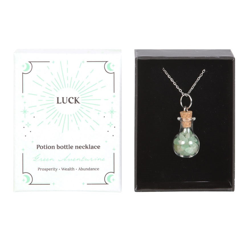 Luck Necklace – Bottled Green Aventurine Crystal Chips