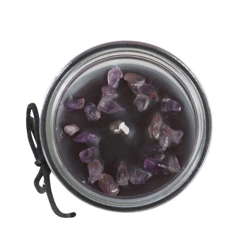 Crystal Witch Jasmine Glass Tube Candle with Amethyst Chips