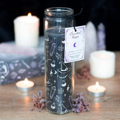 Crystal Witch Jasmine Glass Tube Candle with Amethyst Chips - Crystal Nest