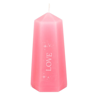 Love Crystal Candle with Rough Rose Quartz - Crystal Nest
