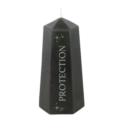 Protection Crystal Candle with Rough Black Obsidian - Crystal Nest
