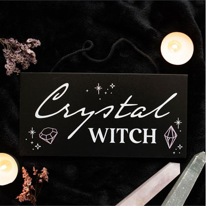 Crystal Witch Black Hanging Wall Sign