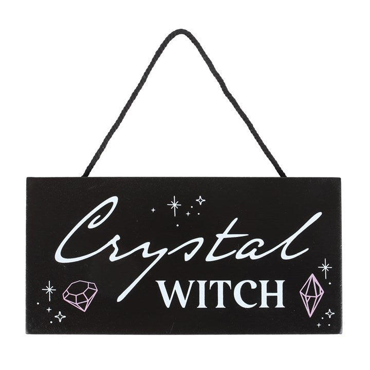 Crystal Witch Black Hanging Wall Sign