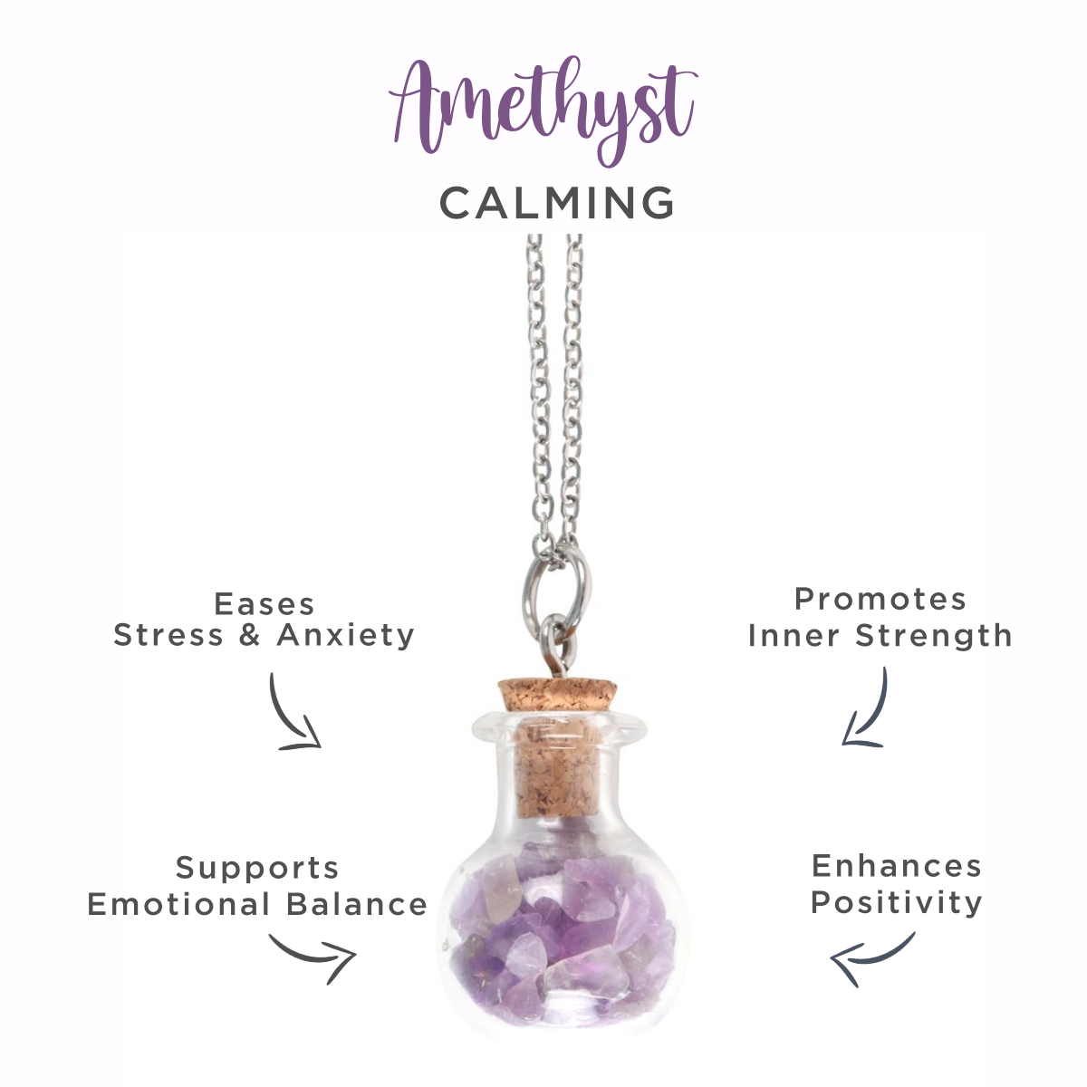 Calming Necklace – Bottled Amethyst Crystal Chips