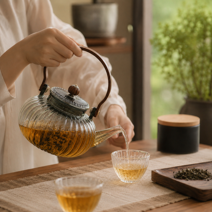Charcoal Ribbed Glass Teapot with Infuser | 950ml