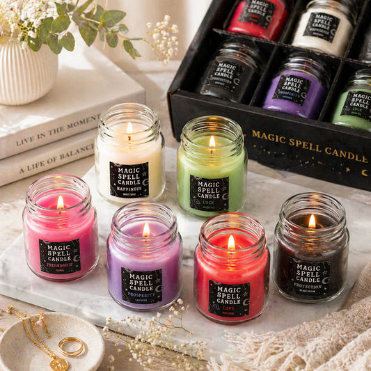 Magic Spell Candle Gift Set | 6 Jar Candles for Love, Protection & Manifestation