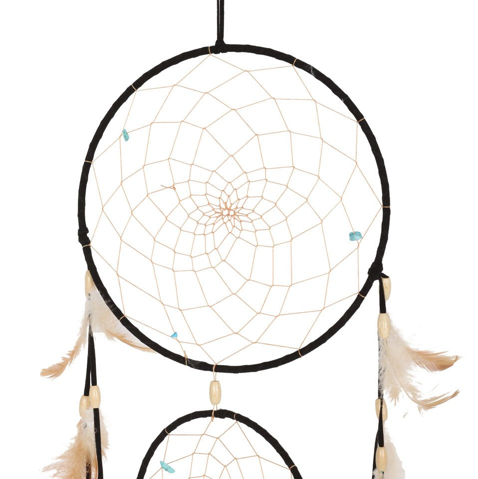 Black Triple Hoop Dreamcatcher with Feathers